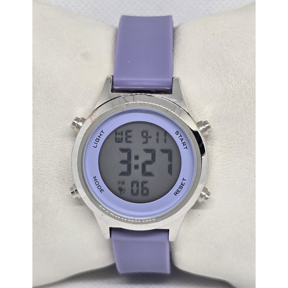 Womens Digital Silver Tone Purple Dial Indiglo FMDOTT068 Silicone Band Watch 08